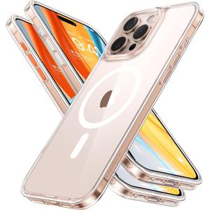 TORRAS Stronger Magnetic & Anti-Yellowing for iPhone 17 Pro Max Case Clear, Fit for MagSafe, Military Grade Drop Protection, Camera Control, DIY Button, Slim for iPhone 17 Pro Max Case Diamond Clear