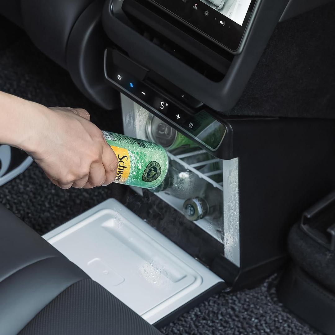 Car Refrigerator for Tesla Model Y Juniper, Rear Center Console Fridge for Model Y 2026~2025, Cooler & Warmer, Portable Freezer for Camping Commuting Sports & Traveling