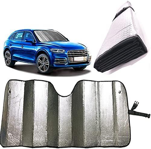 GWUSKDT Car Windshield Sunshade-Thicken 5-Layer Bubble Block Heat and Sun UV Rays,Front Windshield Sun Shade- Keeps Your Vehicle Cool - 58 x 27.5 Inch (Sliver)