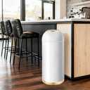 48L/12.5 Gallon White Gold Stainless Steel Kitchen Trash Can, Round Open Top Waste Bin Garbage Bin for Home Office Restaurant Commerical Using (White Gold, 12.5gallon)