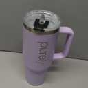 PURELY 40 oz Ceramic Lined Insulated Tumbler with Handle, Leak Resistant 2-way Lid and Straw, Ceramic Lined Travel Mug (Purple, 40oz)