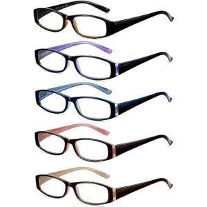 Reading Glasses Blue Light Blocking, 5-Pack Reading Glasses for Women with Comfort Spring Hinges, Anti UV/Glare Readers 2.50