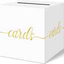 QIKSION White Wedding Card Box, Gold Foil Gift Card Box for Party, Wedding Reception, Birthday, Graduation Decorations, Baby & Bridal Shower, Anniversary, Retirement