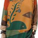CRAZY GRID Women Knitt Pullover Sweaters Winter Patterned Oversized Long Sleeve Graphic Print Jumper Tops (3X-Large)