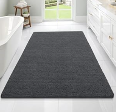 OLANLY Bathroom Rugs 70x46, Extra Soft Absorbent Chenille Bath Rugs, Rubber Backing Quick Dry, Machine Washable Bath Mats for Bathroom Floor, Tub and Shower, Home Decor Accessories, Dark Grey