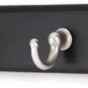 Key Hook Rack for Wall Mount & Self Adhesive Use, 4 Satin Nickel Hooks on New Zealand Pine Wood Board Organizer for Keys, Coats, Bags & Accessories