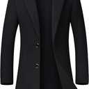 chouyatou Men's Mid-Length Single Breasted Wool Blend Top Coat X