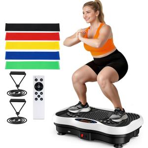 Vibration Plate Exercise Machine, 130 Levels Full Body Workout Vibrating Plate for Lymphatic Drainage Weight Loss, 450 Lbs Capacity Shake Platform with Bluetooth for Women Men