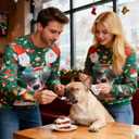 Mens Ugly Christmas Sweater Novelty 3D Graphic Long Sleeve Junior Xmas Sweatshirt Size S-3XL (Green, S)