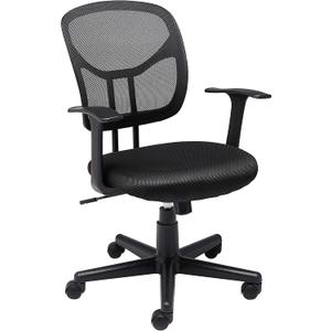 Amazon Basics Breathable Mesh Mid-Back Office Desk Chair with Armrests, Lumbar Support, 360-Degree Swivel, Adjustable-Height, Black
