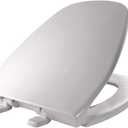 BEMIS 1240200 Eljer Emblem Plastic Toilet Seat, Made Specifically for Eljer Emblem Toilets, Made in USA, Round, White