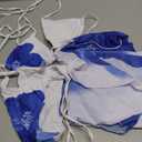 Verdusa Women's 3 Piece Floral Print Bikini Sets Swimsuit with Mesh Maxi Skirt Blue Small