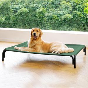 Elevated Dog Bed Raised Outdoor Dog Cot for Extra Large Dogs, Installation Requires No Tools, Frame with Washable Cooling Breathable Mesh Anti-Slip Feet, Indoor Pet Bed, Green, 48.8 Inches (XL-48.8"L35.8"W7.9"Th)