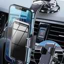 Phone Mount for Car Phone Holder Mount for Dashboard Windshield Vent, Military Grade Suction & Metal Hook, Handsfree Stand Cell Phone Holder Car Accessories for iPhone