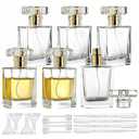 YU FENG Glass Perfume Spray Bottle Set, Refillable Fine Mist Atomizer for Fragrance, Daily Use & Organization – Square Glass, Gold Cap, 50ML, 6 Pack