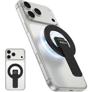 Magnetic Phone Stand for Mag-Safe, Lightweight Plastic Kickstand for Phone 1216 Series, Strong Magnetic Hold for Portrait & Landscape Viewing, Easy to Attach & Remove, Black