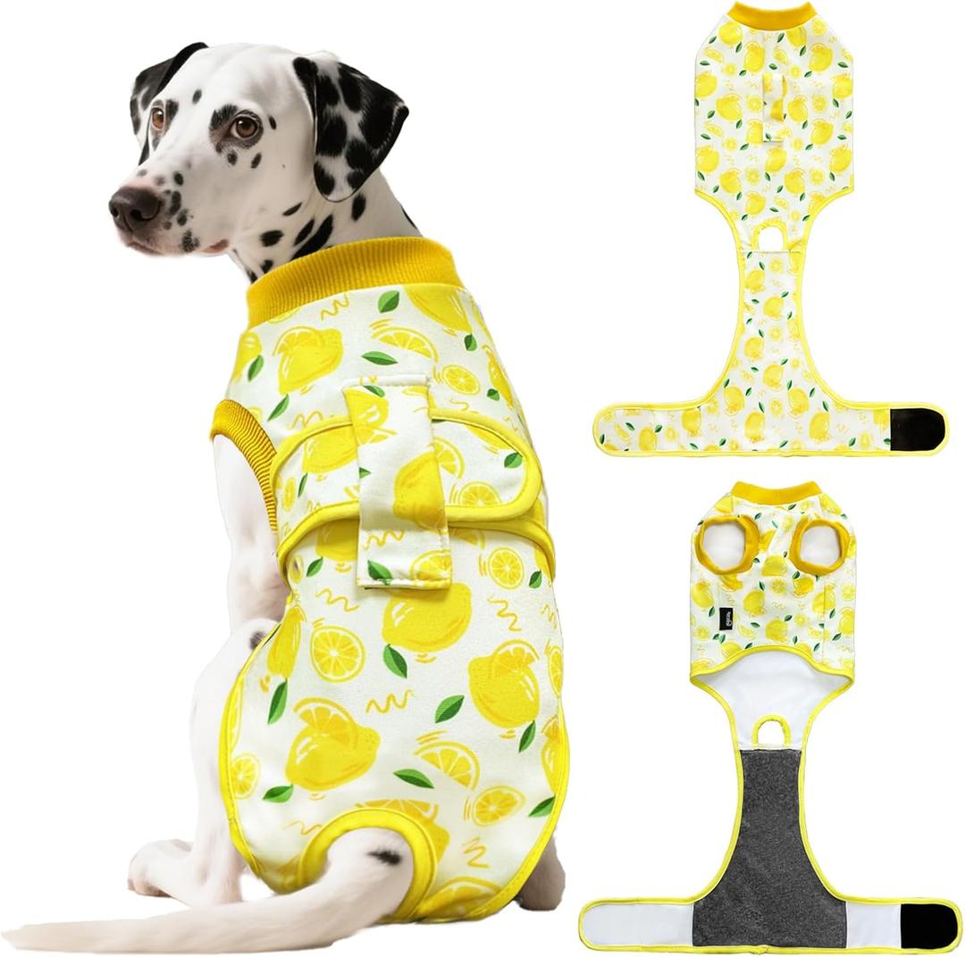 Dog Surgery Recovery Suit, Abdominal Surgical Suit for Male Female Dog Post Spay Neuter, Breathable Pet Onesie E-Collar & Cone Alternative, Surgery Shirt to Prevent Licking, Yellow, X-Large