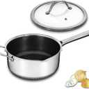 Hybrid Nonstick 4 QT Saucepan with Lid, Stainless Steel Stockpot with Honeycomb Texture, Compatible with All Cooktops, Dishwasher and Oven Safe