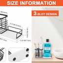 HarJue Toothbrush Holder, Luxurious Metal Toothbrush Toothpaste Holder with Marble Base for Bathroom, Multi-Slots Openwork Design, Bathroom Accessory for Storage and Organizer (Large, Matte Black)