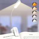 Glocusent 20 LED Reading Lights for Books in Bed, Eye Caring Reading Light, 5 Colors & 5 Brightness 3–100LM Dimmable, 1200mAh Rechargeable Book Light to 90H, Lightweight Clip on Light for Book Lovers, White