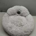 PetJett Calming Small Dog Bed - 23'' Round Dog Beds, Anti-Slip & Washable Super Soft Fluffy Plush Faux Fur Pet Bed, Anti-Anxiety Premium Comfort Donut Puppy Bed, Fits Dogs up to 25 lbs - Bright Grey