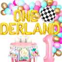 LaVenty Alice in Onederland 1st Birthday Backdrop Alice in Onederland Party Supplies Alice in Onederland Banner Balloons First Birthday Decoration