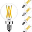 Greeogin 6W G16.5 LED Light Bulb Dimmable,E12 Candelabra LED Light Bulbs 60 Watt Equivalen 600lm,Warm White 3000K E12 G50 Globe Bulb for Chandelier,Ceiling Fan and Vanity 5 Pack