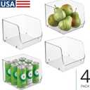iDesign Open-Front Storage Bin, Set of 4, Clear