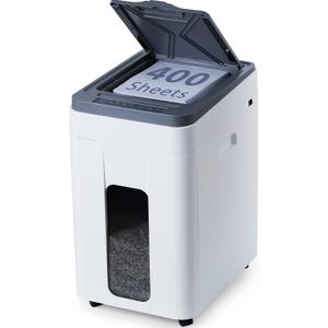 Heavy Duty Paper Shredder: 400-Sheet Auto Feed P5 Micro-Cut Document Credit Card Shredding with Jam-Proof Design for Home Office Business School