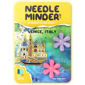 Awesome Pattern Studio Needle Minder Set  Venice Magnetic Needle Minder + 2 Needle Threaders. Enamel Pin for Cross Stitch, Embroidery and Craft