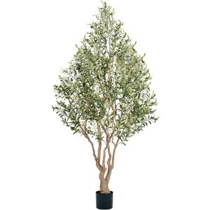 8ft Faux Olive Tree - Large Artificial Olive Tree with Realistic 1750 Leaves and 145 Olives - Lush and Elegant Fake Olive Tree with for Indoor Outdoor Office Living Room Decor