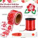 Jexine 118 Feet Graduation Hawaiian Candy Lei Making Kit Includes 30 Pcs Candy Lei Bags 750 Feet Ribbon 24 Pcs Hibiscus Cards for Graduation Party Gift(Red,Hibiscus)