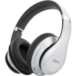 Uliptz Wireless Bluetooth Headphones, 65H Playtime, 6 EQ Sound Modes, HiFi Stereo Over Ear Headphone with Microphone, Foldable Lightweight Bluetooth 5.3 Headphones (Silver)