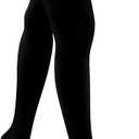 Thigh High 20-32 mmHg Compression Stocking Toeless Compression Socks for Women & Men Circulation with Silicone Dot Band (Large (1 Pair), Black)