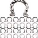 60 Pcs Horseshoe, Good Luck Pocket Token Charm Coin with Good Luck Pewter Tokens for Irish Lucky Party Favor Christian Gifts