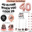 Roetyce 40th Birthday Decorations Women, Rose Gold 40 Is Fine When You Look 29 Banner Balloons Centerpieces Cake Topper, Pink 40th Birthday Party Supplies for Her, 40 Years Old Party Photo Backdrop