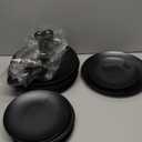 EI 150pcs Black Plastic Plates Frosted Plastic Plate,Premium Heavy Duty Black Plastic Plates,Black Disposable Plates with Plastic Silverware,10.25" Dinner Plates and 7.5" Dessert Plate Wedding Party