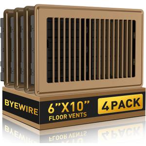 Floor Register - Floor Vent Covers 6x10 - Heavy Duty Steel Vent Covers for Home Floor and Wall - Adjustable HVAC Vents for Bedrooms & Living Rooms - Proof Finish Walkable Floor Vents - Brown - 4 Pack