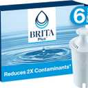 Brita Plus Water Filter, BPA-Free, High-Density Replacement Filter for Pitchers and Dispensers, Reduces 2x Contaminants*, Lasts Two Months or 40 Gallons, Includes 6 Filters