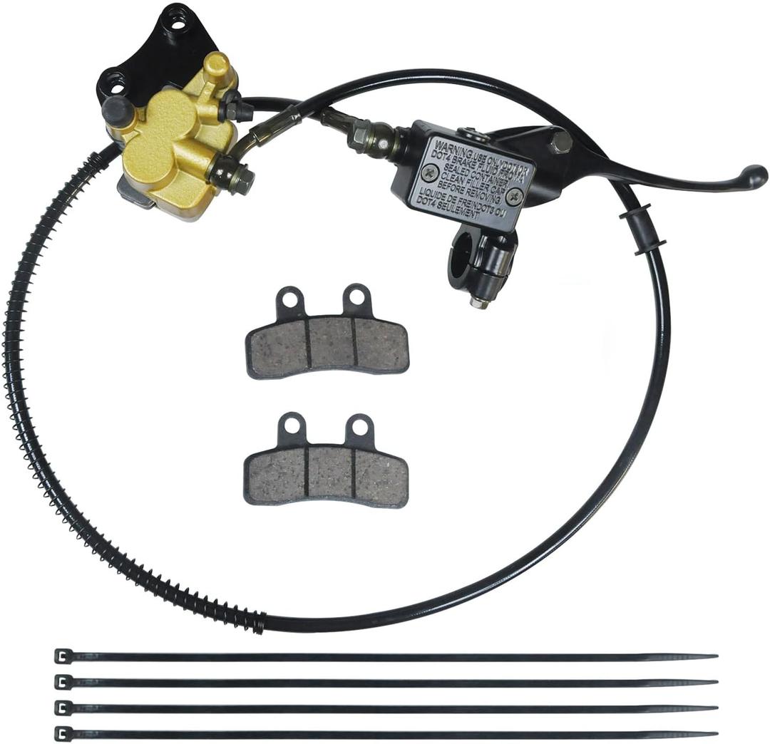 HOLATO Front Hydraulic Disc Brake Master Cylinder Caliper Assembly with Pads for 50cc 70cc 90cc 110cc 125cc SSR125 SSR110 TAOTAO DB10 DB14 Apollo Dirt Pit Bike ATV Parts Heavy duty