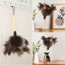 Small Feather Duster, Ostrich Feather Duster 14 Inch, Fluffy, Reusable, Eco-Friendly Natural Ostrich Feathers with Wooden Handle for Home, Car, and Office Cleaning 10 Pack
