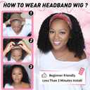 Short Curly Headband Wig for Black Women 12 Inch Deep Wave Kinky Curly Synthetic Wig, Glueless No Lace Wear & Go Headband Wigs with Headband Attached, Daily Use Party Half Wig