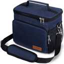 Tiblue Insulated Lunch Bag for Women/Men, Reusable Lunch Box for Office Work School Picnic Beach, Leakproof Freezable Cooler Bag with Adjustable Shoulder Strap for Kids/Adult(Medium, Navy Blue)