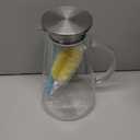 SUSTEAS 2.0 Liter 68oz Glass Pitcher with Lid, Easy Clean Heat Resistant Glass Water Carafe with Handle for Hot/Cold Beverages - Water, Cold Brew, Iced Tea & Juice, With 1 Long-Handled Brush Included (Clear)