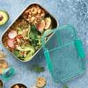 Smash Microwave Safe Stainless Steel 3 Compartment Bento Lunch Box, 44oz Mint