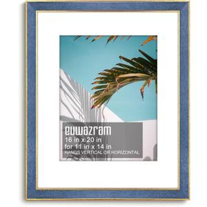 Suede 16x20 Frame - Single Frame, Christmas Elegant Sky Blue 16 x 20 Poster Frame with Mat for 11x14, 16x20 Picture Frames for Artwork, Puzzles, Photos and Movie Posters