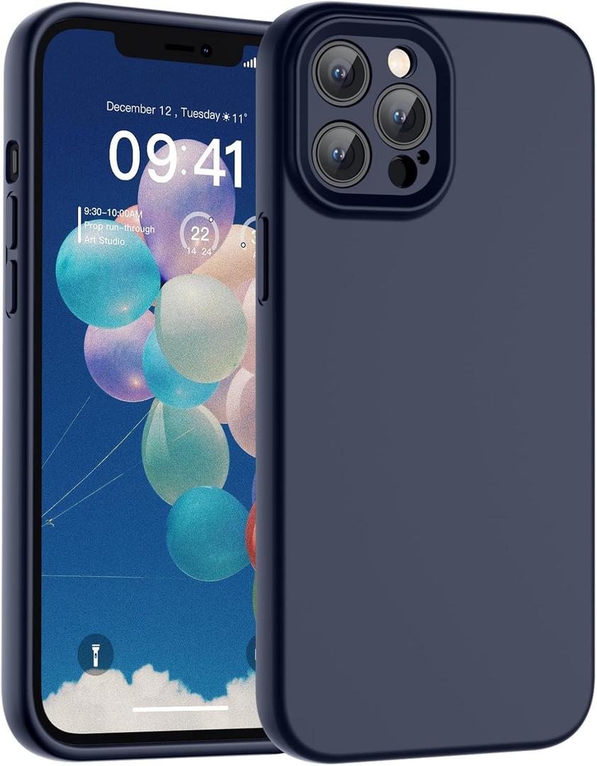 SUPFINE for iPhone 12 Pro Max Case,Premium Liquid Silicone with [Soft Anti-Scratch Microfiber Lining][Upgraded Camera Protection] Slim Shockproof Phone Case for Men Women Girls,Midnight Blue