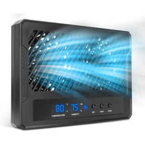 Reptile Intelligent Double Ventilation Fan with Humidity Sensor and High-Temp Alarm, Fan Dehumidifier for Reptile Terrariums, Suitable for overly humid, Rainforest and Ecological Tanks