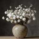 20pcs Faux Flowers for Vase, Beige Artificial Flower Arrangements, Long Stems with Silk Fake Mums, Eucalyptus, Wild Flowers for Table Centerpieces Dining Home Winter Summer(Without Vase)