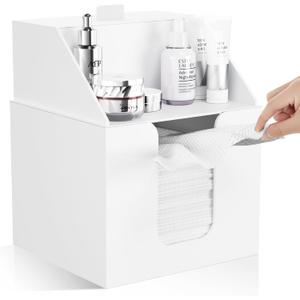 Disposable Facial Towels Storage Box Compatible with Clean Skin Club Clean Towel XL - Cotton Pads - Swabs Upgraded Double Layer Acrylic Storage Container Face Towel Holder (Matte White)